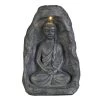Buddha Mit Solar LED - Aus Magnesia - Ca. 26 X 16,5 X 37 Cm