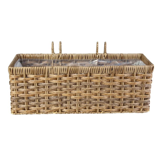 Hängepflanzkorb - Grau/braun - Aus Kunststoffrattan - Ca. 44 X 19 X 16 Cm 2 Hängepflanzkorb - Grau/braun - Aus Kunststoffrattan - Ca. 44 X 19 X 16 Cm – Bild 2