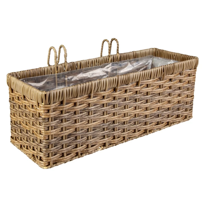Hängepflanzkorb - Grau/braun - Aus Kunststoffrattan - Ca. 44 X 19 X 16 Cm 1 Hängepflanzkorb - Grau/braun - Aus Kunststoffrattan - Ca. 44 X 19 X 16 Cm