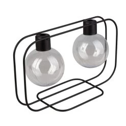 Doppelvase In Kugelform - Schwarz - Aus Metall Und Glas - Ca. 25,5 X 9,5 X 15 Cm