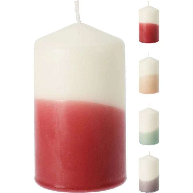 Stumpenkerze - Höhe Ca. 10 Cm - Zweifarbig - 1 Stück 1 Stumpenkerze - Höhe Ca. 10 Cm - Zweifarbig - 1 Stück