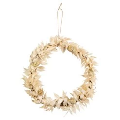 Ruscus-Kranz Zum Hängen - Gebleicht - Ø Ca. 20 Cm