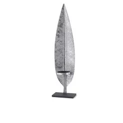 Teelichthalter Feder Silber - Ca. 13,5 X 9,5 X 56 Cm