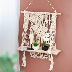 Dekohänger - Makramee-Regal - Ca. 45 X 13 Cm