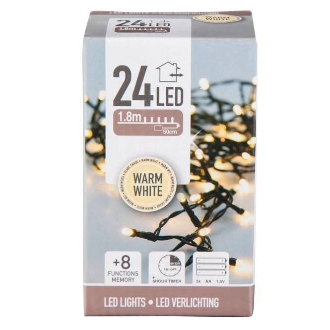 24er LED-Lichterkette - 1,80 M - Warmweiß - Schwarz 2 24er LED-Lichterkette - 1,80 M - Warmweiß - Schwarz – Bild 2
